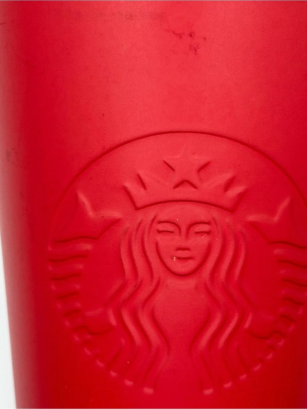Starbucks Red Matte Travel Cup with Embossed Logo stainless Steel